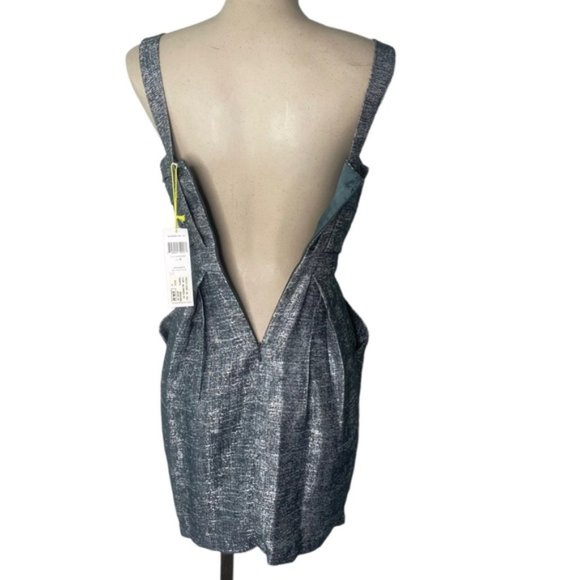 NWT BCBGeneration Teal Silver Combo Cocktail Mini Dress Women's Size 0 - Picture 4 of 8